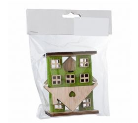 Dekorácia domček 9x4x9,5cm sada 2ks flis zelený