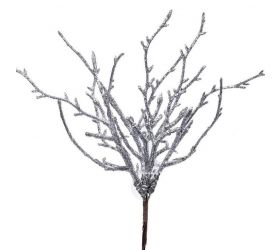 Ozdoba zapichovacia vetvička 22cm strieborná