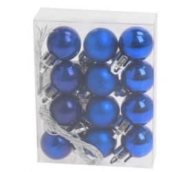 Ozdoba závesná guľa 2cm sada 12ks plast modrá mix