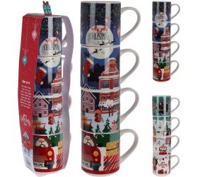 Hrnček vianočný 265 ml sada 4 ks porcelán mix