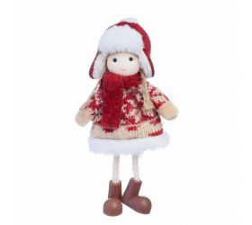 Ozdoba závesná DIEVČA 17cm textil  červená