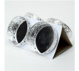 Podstavec na sviečku kruh ornament strieborný 4ks