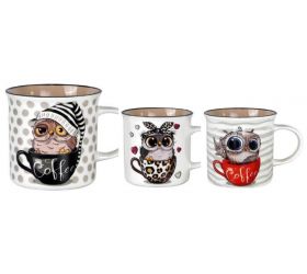 Hrnček porcelánový, 330ml, SOVA, mix