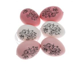 Ozdoba závesná, veľkonočné vajíčko, sada 6ks, 6cm, plast mix
