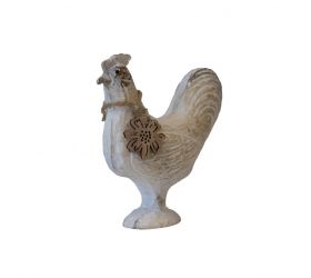 Postavička kohút 12x3x13cm drevo biela