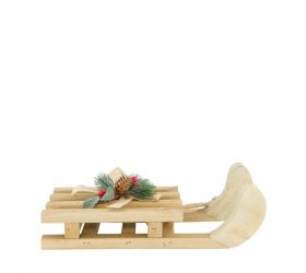 Ozdoba závesná sánky 28x12x5cm drevo prírodná