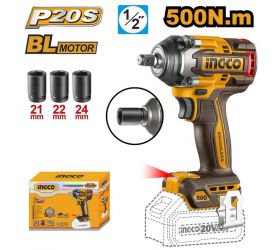 Uťahovák rázový 500N.m CIWLI20501 INGCO AKU 20V P20S, bez akumulátora a nabíjačky