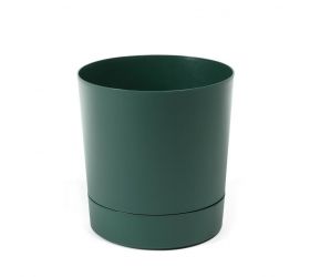 Kvetináč s miskou plastový, priemer 280mm, Aura, zelený, výška 294mm