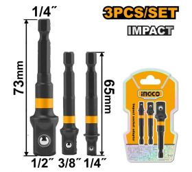 Bit adaptér na gola nadstavce 1/4", 3/8", 1/2", sada 3ks, INGCO