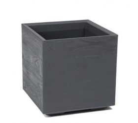 Kvetináč plastový, 390x390mm KARO, antracit, výška 394mm na kolieskach