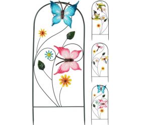 Dekorácia zapichovacia s motýľmi, vtáčikmi, vážkami 26x60cm, kovová, mix
