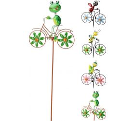 Dekorácia zapichovacia hmyz na bicykli, 80cm, mix