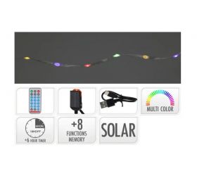 Svetlo 480 LED, 24m, reťaz, farebné, solárne s časovačom, s funkciami