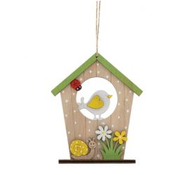 Ozdoba závesná, domček, 26cm, drevo, natur