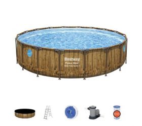 Bazén Bestway® Power Steel™, Vista Series, 56977, kartušová filtrácia, rebrík, plachta, ChemConnect ™ dávkovač, lepiaca záplata, 549x122cm
