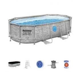 Bazén Bestway® Power Steel™, Vista Series, 56714, kartušová filtrácia, rebrík, plachta, dávkovač, 427x250x100cm