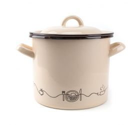 Hrniec smaltovaný s pokrievkou, 23cm/8L, dekor Linea