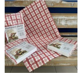 Utierka kuchynská bavlnená tkaná SRDCE bielo-červená 3ks, 50x70cm, 270 g/m2 KLC