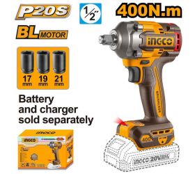 Uťahovák rázový Li-Ion 400N.m CIWLI20401 INGCO INDUSTRIAL AKU 20V P20S bez akumulátora a nabíjačky
