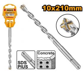 Vrták do betónu SDS plus, 10x210mm INGCO Industrial, pieskovaný KLC
