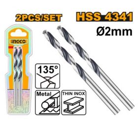 Vrták do kovu HSS, 2 ks, 2mm INGCO KLC