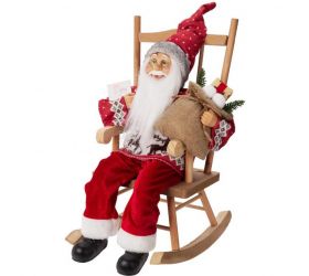 Postavička Santa v hojdacom kresle 25x35x45 cm červený