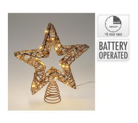 Ozdoba špic hviezda LED 28 cm s časovačom šampaň
