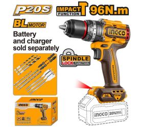 Vŕtačka bezkartáčová Li-Ion s príklepom CIDLI209681 INGCO AKU 20V, 96Nm, bez akumulátora a nabíjačky
