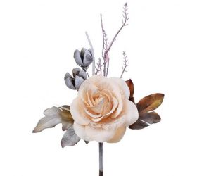 Ozdoba zapichovacia ruža+vetvička 23 cm