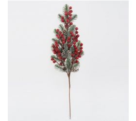 Ozdoba zapichovacia konár + čečina + bobule červené 58 cm