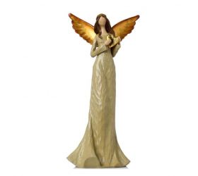 Postavička anjel so srdcom 39 cm béžový