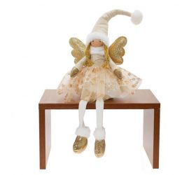 Postavička anjel 60 cm sediaci LED béžový