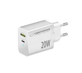Nabíjačka 20W, USB-C, USB-A, biela