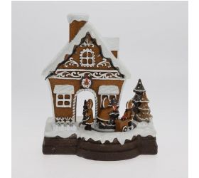 Dekorácia domček LED perník 20x13,5x25 cm zvukové efekty