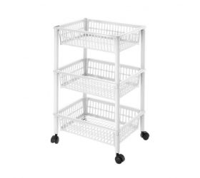 Regál UH 3-poschodový 40x29x62cm biely na kolieskach "Mito 3" TONTARELLI