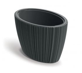 Kvetináč plastový 595x395 mm ORO, oválny, šedý, výška 380 mm, s vložkou