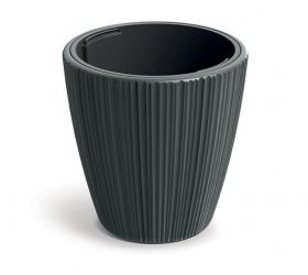 Kvetináč plastový priemer 350 mm ORO, okrúhly, šedý, výška 350 mm, s vložkou