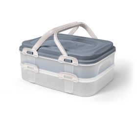 Dóza na potraviny / box, plast, 40x30x18cm PIKNIK, 2 poschodová, s úchytmi, SKVELER