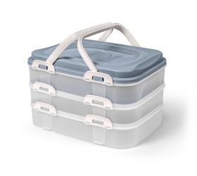 Dóza na potraviny / box, plast, 40x30x24cm PIKNIK 3 poschodová, s úchytmi, SKVELER
