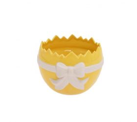 Obal na kvetináč škrupina 14,3x13,5x10,3 cm porcelán žltý