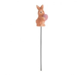 Ozdoba zapichovacia keramický zajac 7,6 cm hnedý