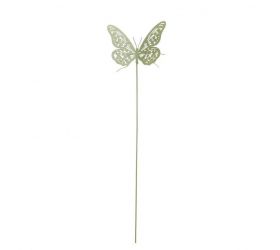 Ozdoba zapichovacia plechový motýľ 11x8,5 cm, mentol
