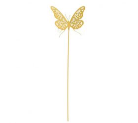 Ozdoba zapichovacia motýľ plechový 11x8,5 cm, žltý