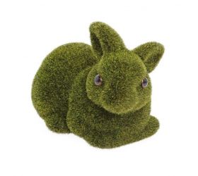 Postavička zajac ležiaci 25 cm polystyrén + umelý mach, zelený