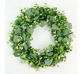 Veniec jarný eukalyptus + žltý kvet 46 cm
