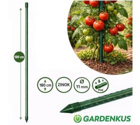 Tyč oporná k zelenine výška 180cm, priemer 11mm, vrúbkovaná, zelená, GARDENKUS