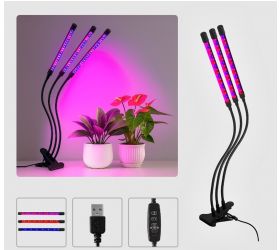 Lampa LED na podporu rastu rastlín, 3-ramenná, na klipsu