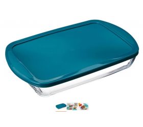 Misa / pekáč hranatý s plastovým vekom, 40x27x7cm, 4,9L, sklo číre PYREX