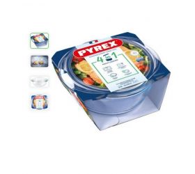 Misa zapekacia okrúhla s pokrievkou, 24x20x11cm, 1,6L+0,5L, sklo číre PYREX, spevnený obal KLC