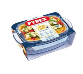 Misa zapekacia hranatá s pokrievkou, 33x20x14cm, 2,9L+1,6L, sklo číre PYREX, spevnený obal KLC